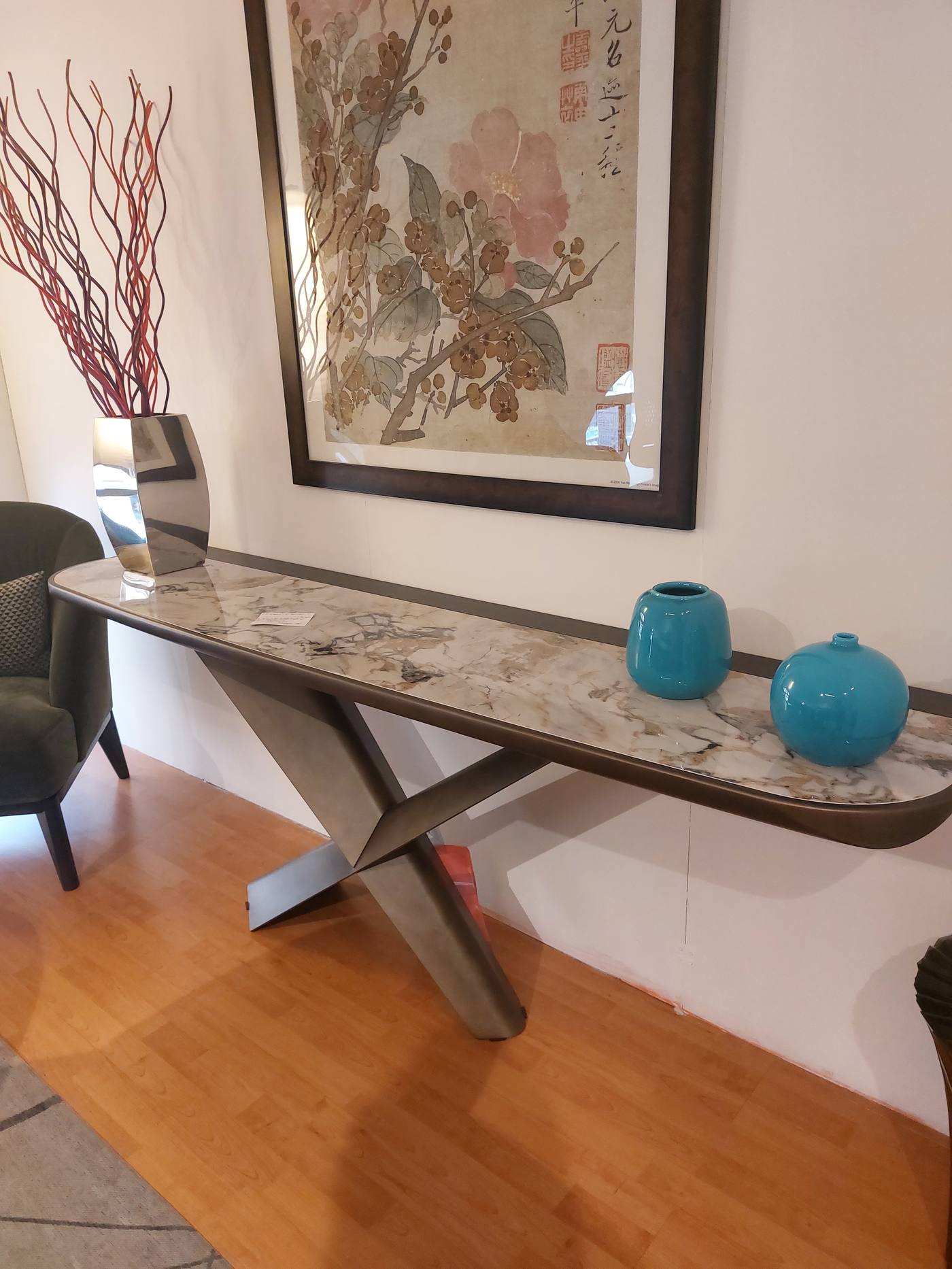 Consolle Cattelan mod. Terminal Premium, base bronzo e top ceramica, outlet Benedetti Arredamenti